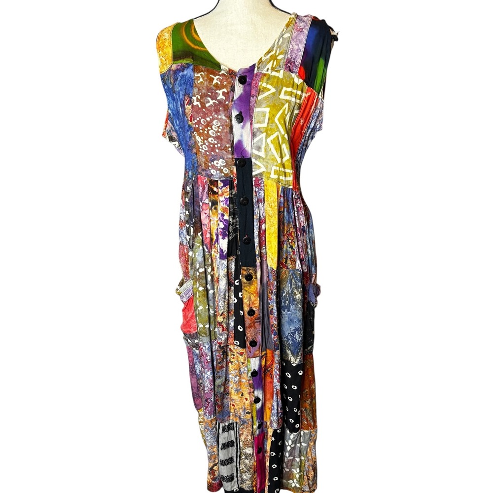 Kosibali Collection Patchwork Button Up Midi Dres… - image 2